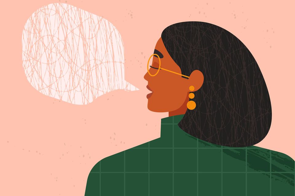 Kommunikation: Abbildung einer Frau mit Sprechblase