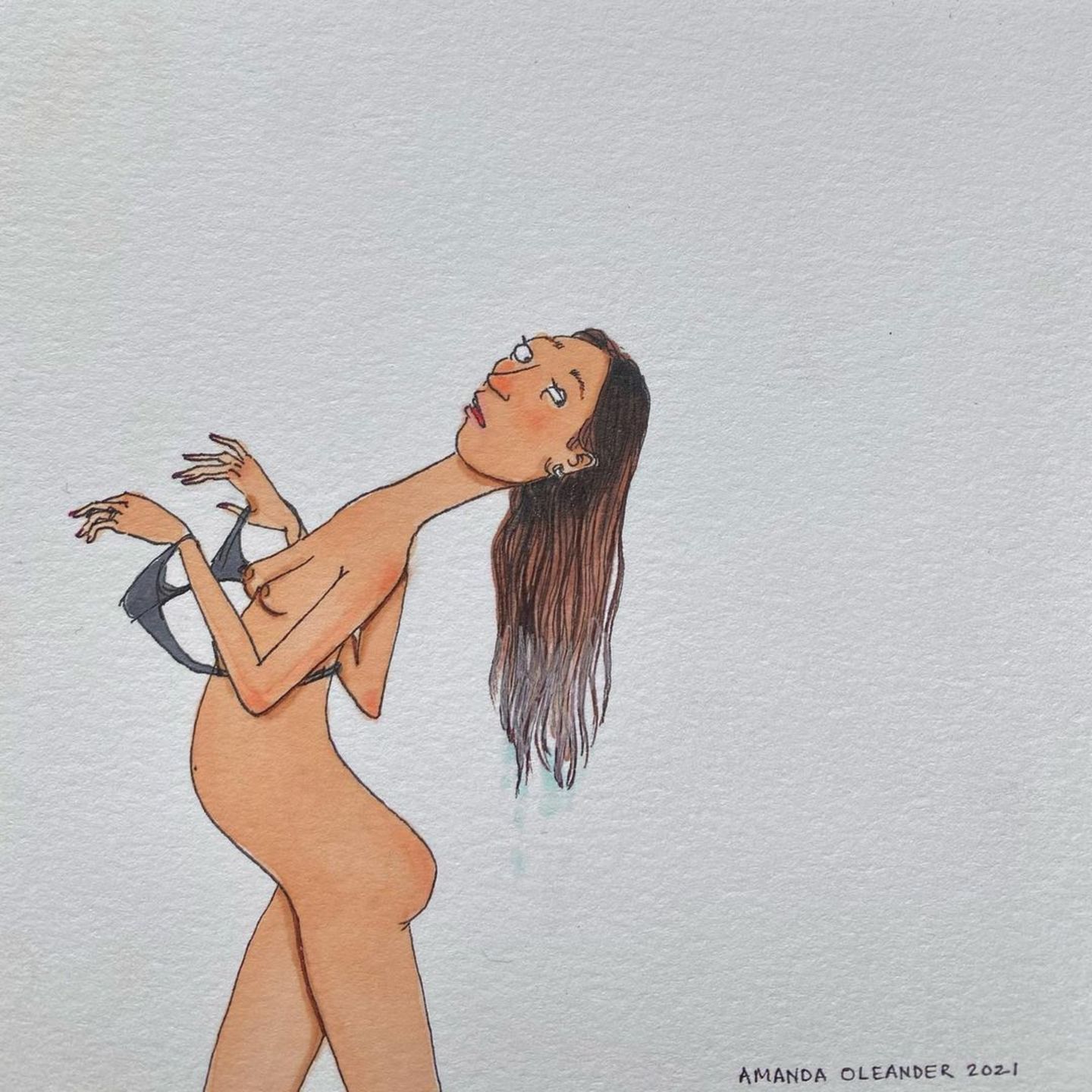 Comic: Frau mit nassen Haaren
