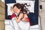 Comic: Frau liegt ängstlich im Bett