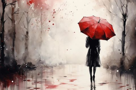 Psychologie: Bild von einer Frau mit Schirm