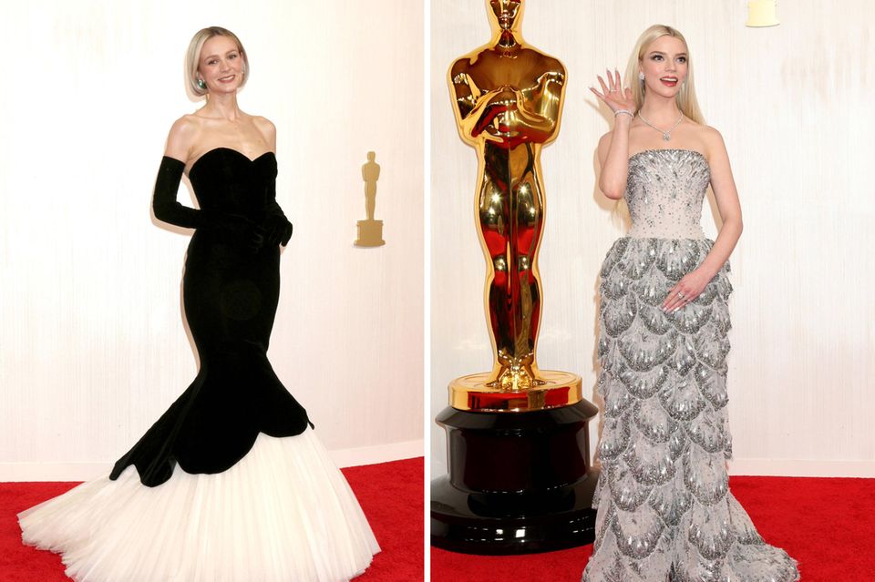Carey Mulligan und Anya Taylor-Joy präsentieren sich in glamourösen Vintage-Roben bei den Oscars. 