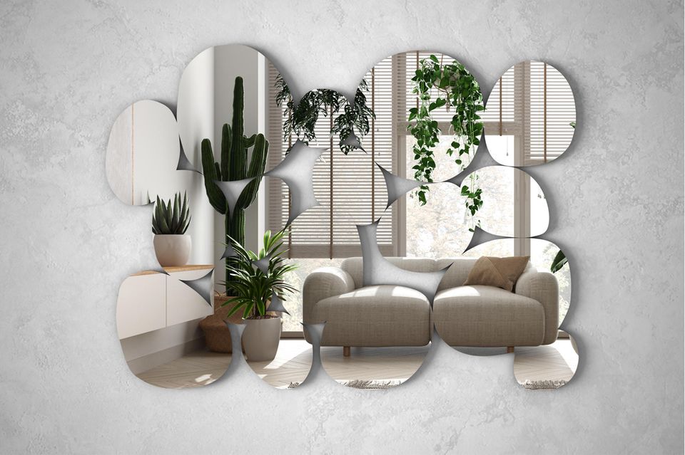 Wandgestaltung Wohnzimmer: Spiegel-Mosaik