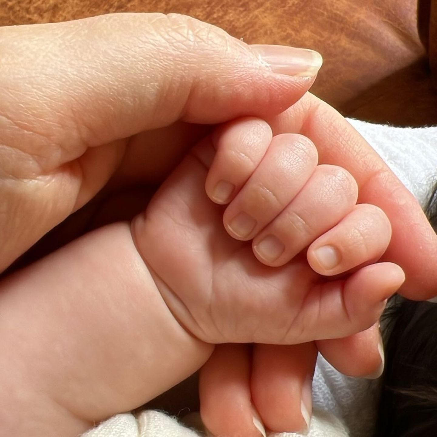 Promi-Babys: Hand hält Babyhand