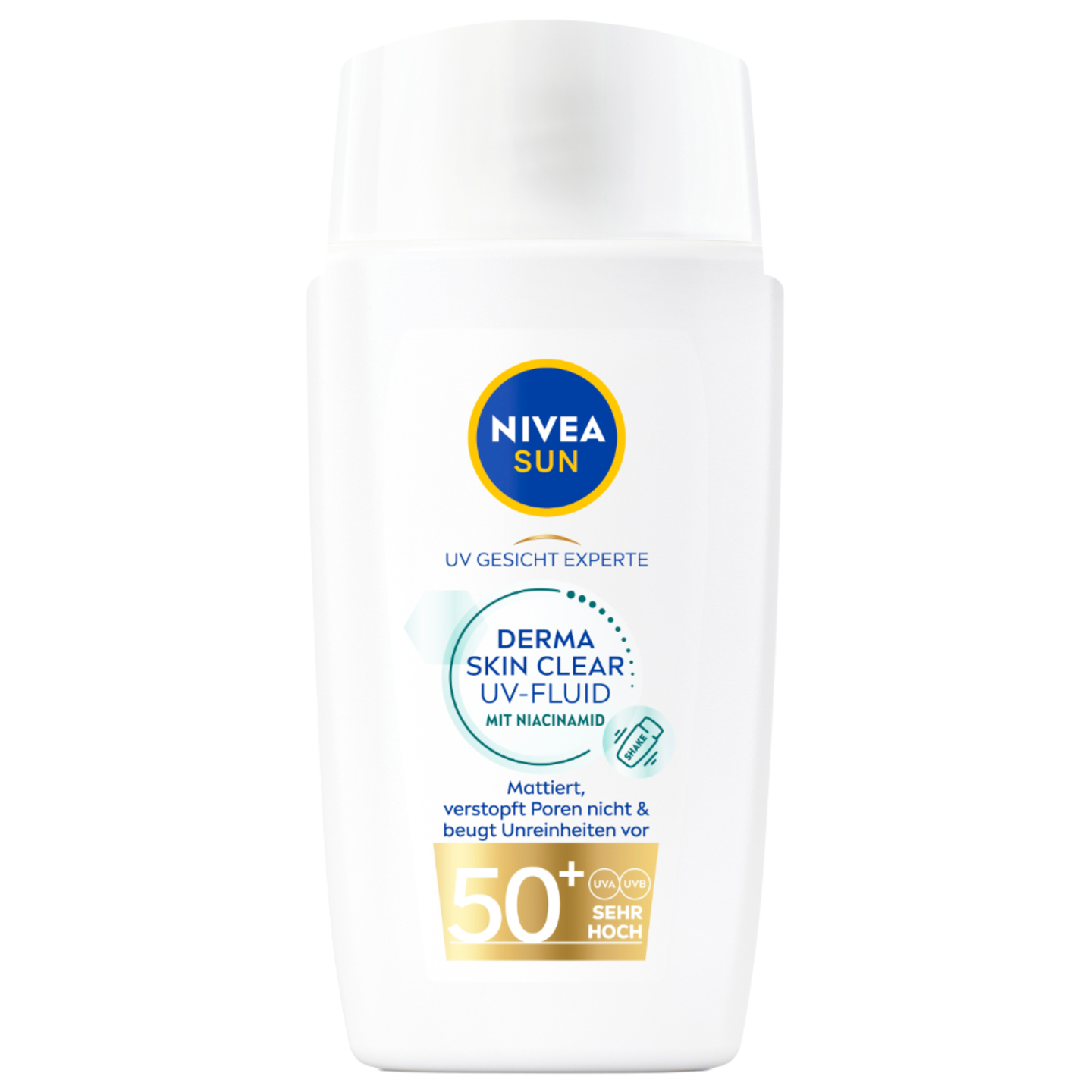 Regulativ: "Derma Skin Clear UV-Fluid mit Niacinamid LSF 50+“ von Nivea, ungefähr 14 Euro.