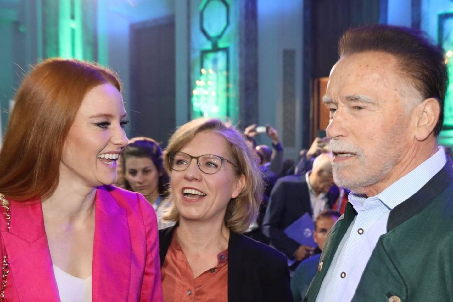 Trafen sich beim Austrian World Summit in Wien: Barbara Meier und Arnold Schwarzenegger.