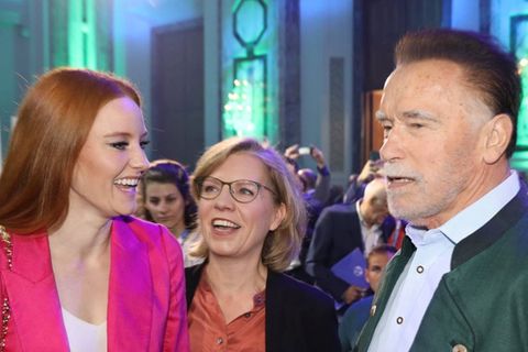 Trafen sich beim Austrian World Summit in Wien: Barbara Meier und Arnold Schwarzenegger.