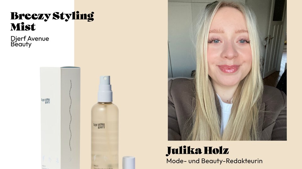 Redakteurin Julika liebt bouncy Blowouts, mehr Volumen kreiert sie jetzt mit dem Breezy Styling Mist von Djerf Avenue. 