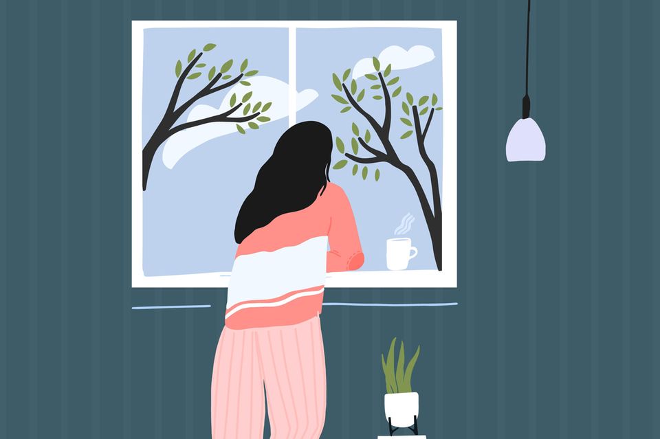 Illustration Frau am Fenster