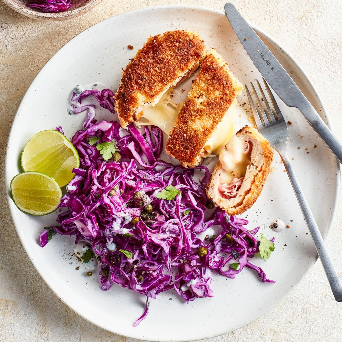 Hähnchen-Cordon-Bleu mit Spitzkohl