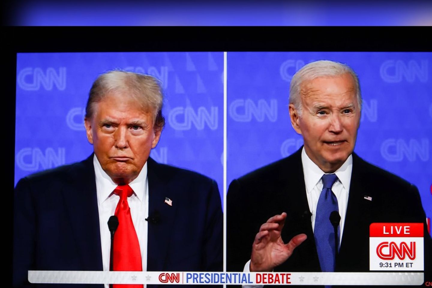 Donald Trump (l.) und Joe Biden duellierten sich via CNN.