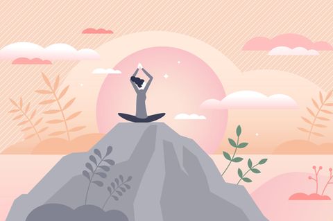 Illustration stolze Frau auf einem Berg: 5 Entscheidungen, die wir im Leben alle treffen sollten