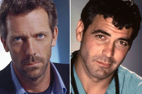 Hugh Laurie (l.) spielte die Hauptrolle in "Dr. House", George Clooney wurde durch "Emergency Room - Die Notaufnahme" zum Star