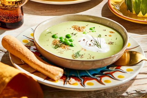 Kalte Erbsen-Joghurt-Suppe