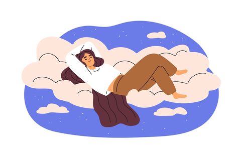 Illustration Frau auf einer Wolke