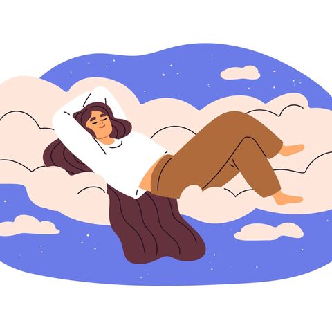 Illustration Frau auf einer Wolke