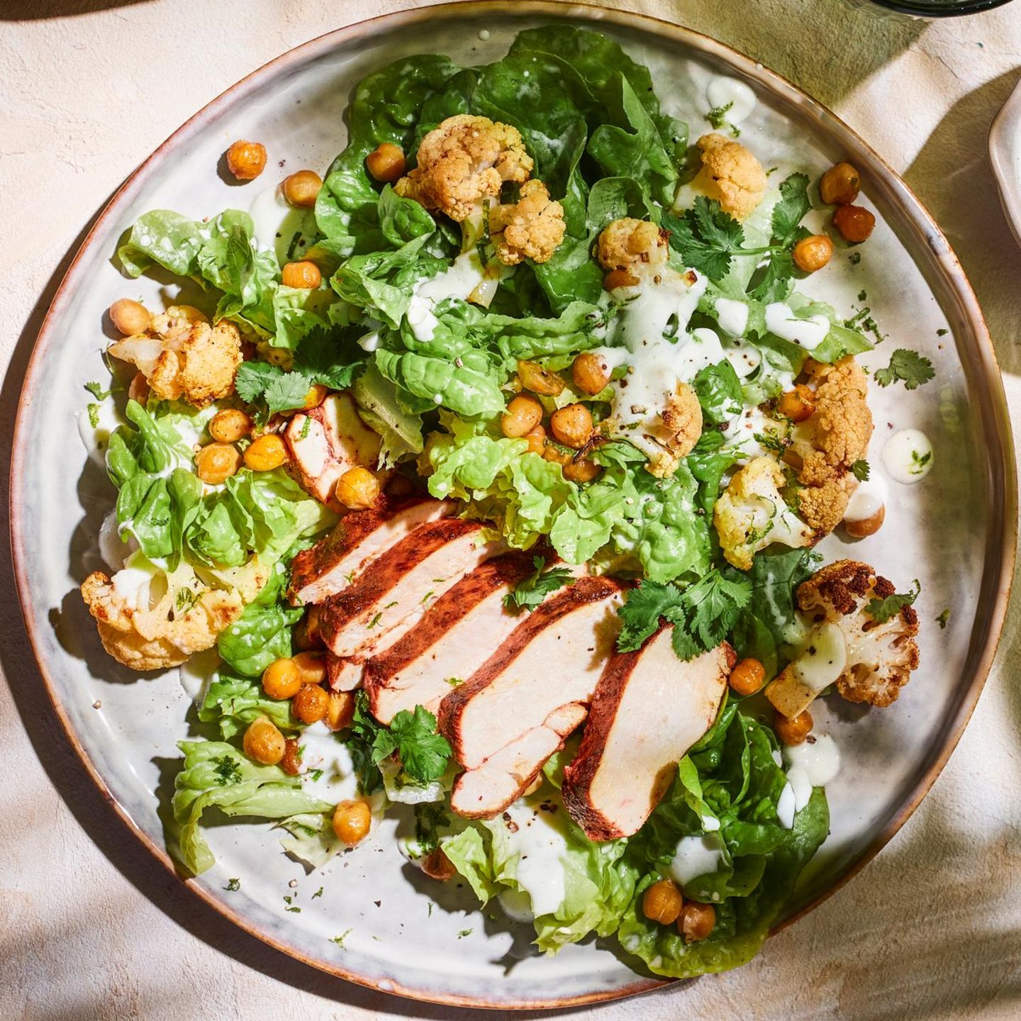 Roasted cauliflower salad with tandoori chicken