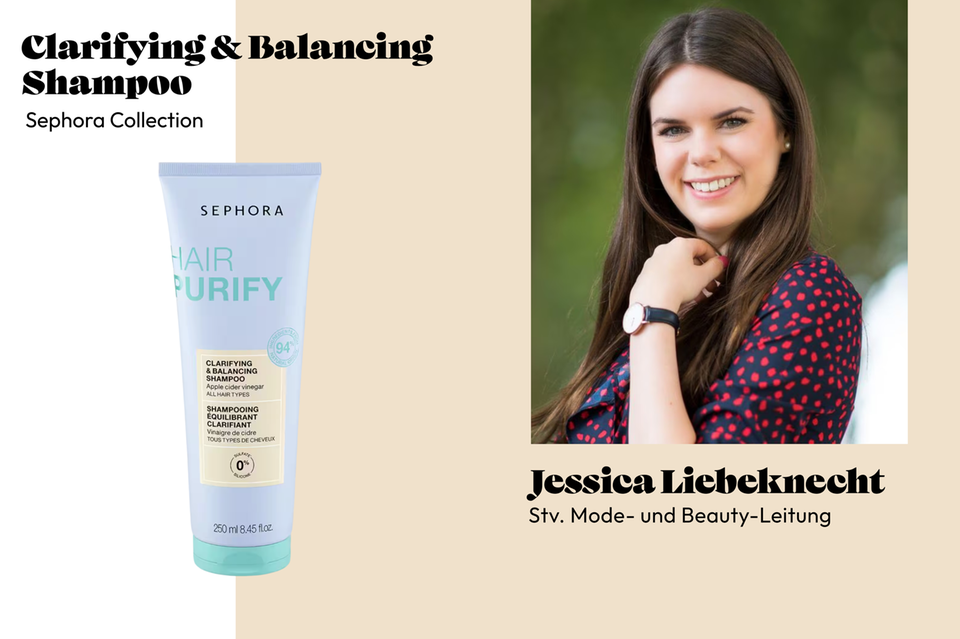 Jessi is surprised in the edit of her soft hair – the cleansing and balancing shampoo from the Sephora collection for that beige hat? 