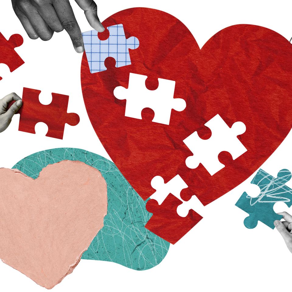 Illustration Herz Puzzle: 3 Anzeichen, dass du deine Gefühle intellektualisierst
