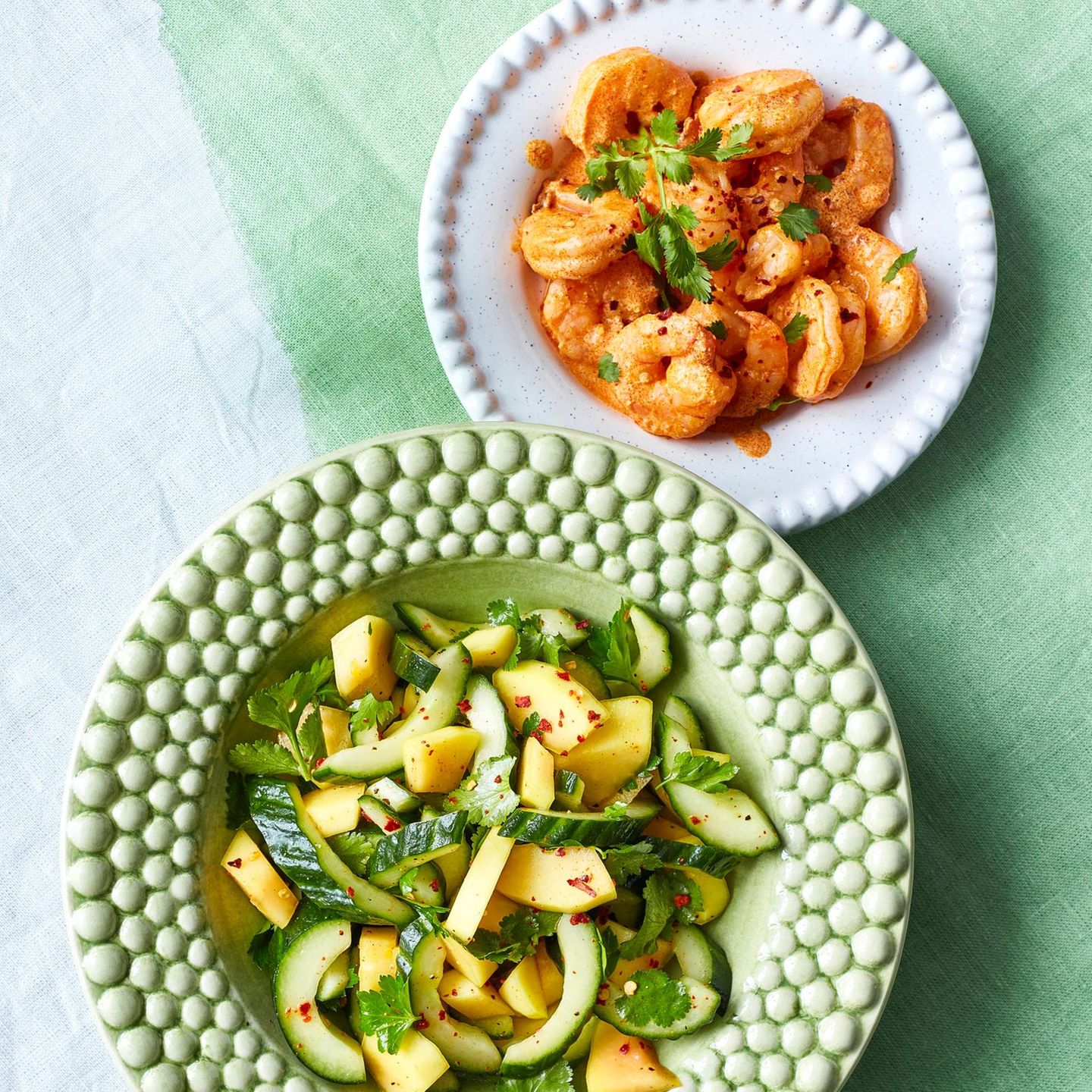 Tandoori-Garnelen mit Gurken-Papaya-Salat