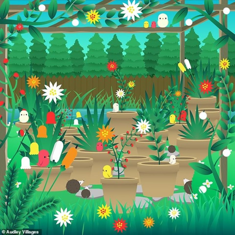 Suchbild: Nur die Scharfsinnigsten finden den Corgi, der sich im Sommergarten versteckt
