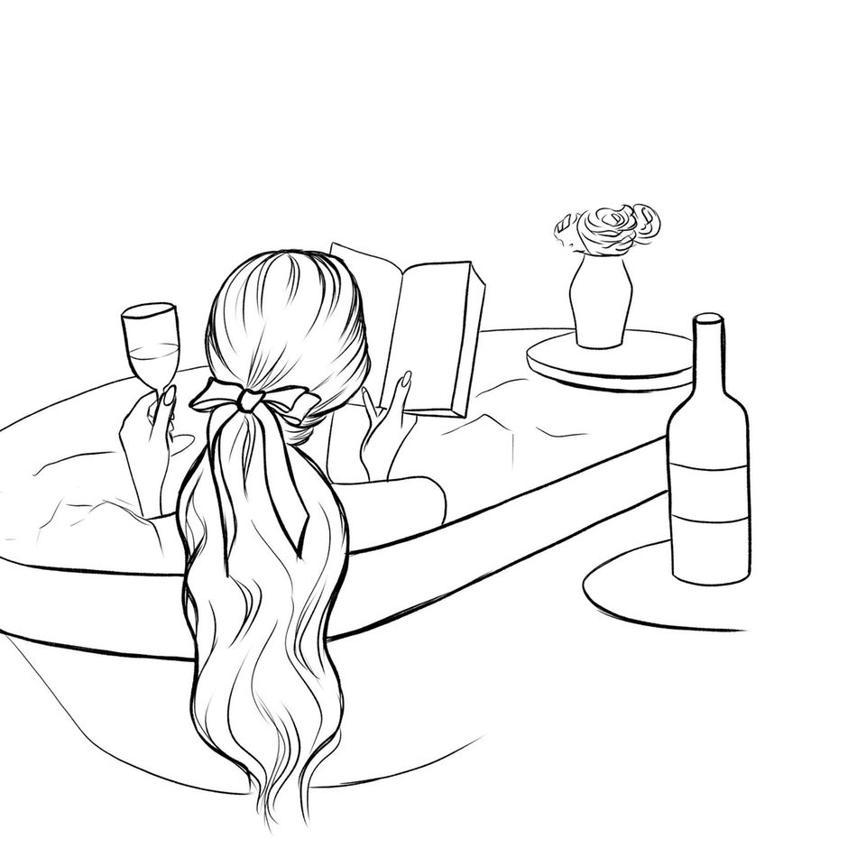 Frau in Badewanne