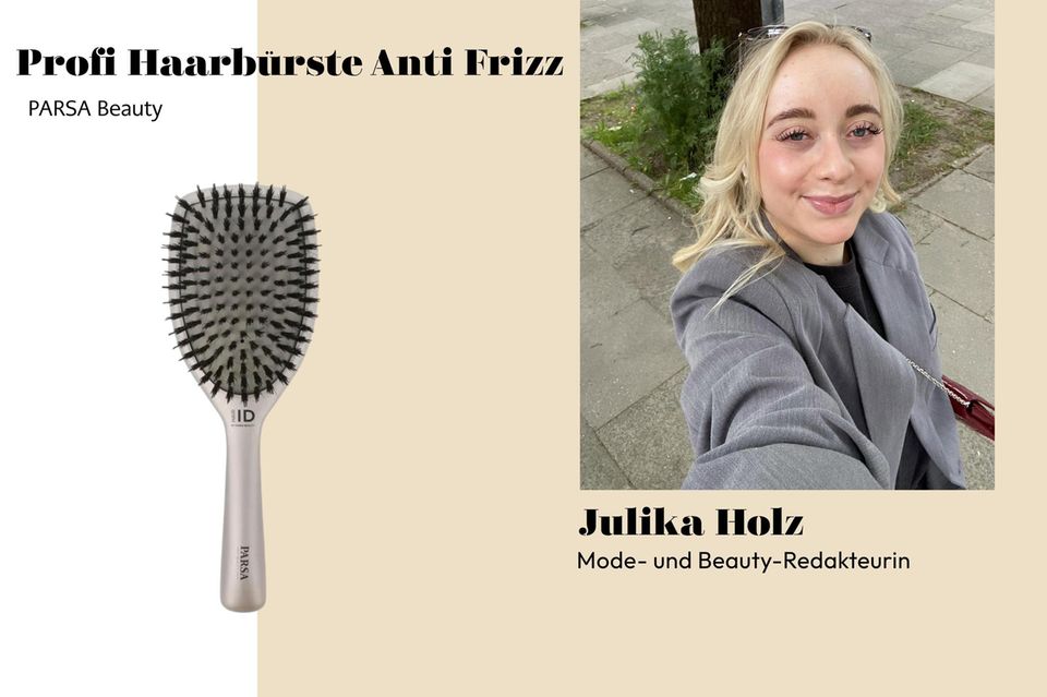 Julika nutzt die Anti Frizz Haarbürste von PARSA Beauty für gesundes Haar.