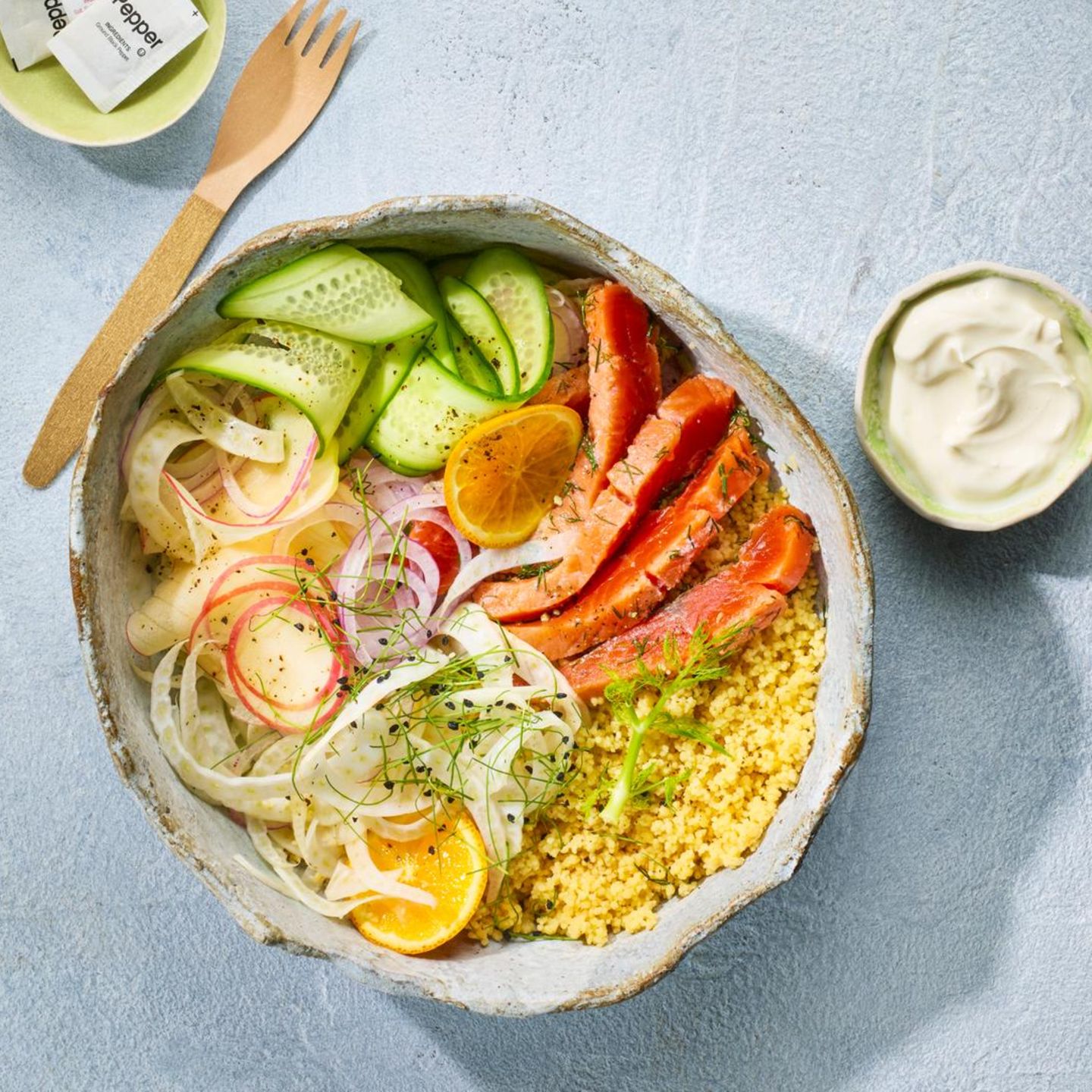 Wildlachs-Couscous-Bowl