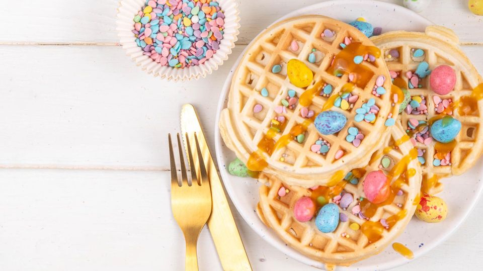 Waffeln mit Ostereiern
