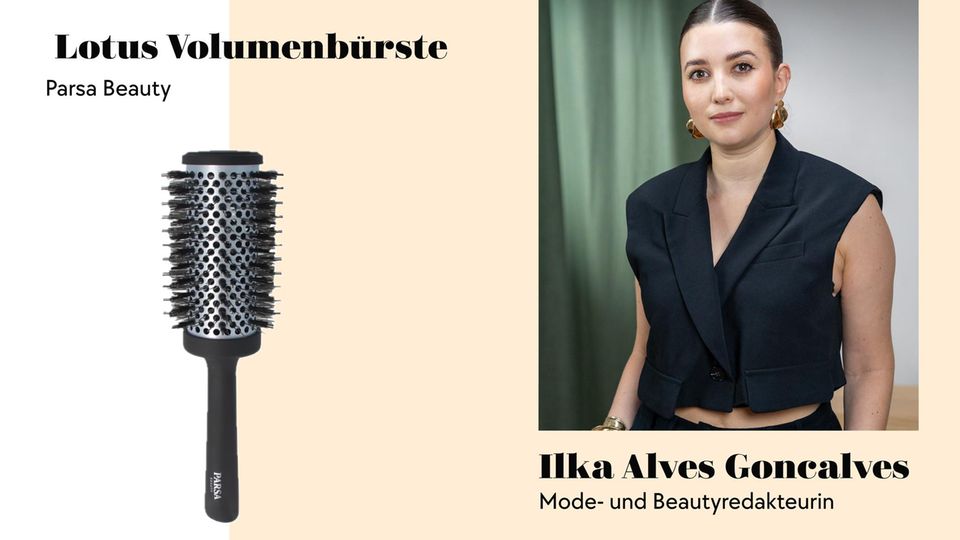 Für Volumen im Haar hilft Redakteurin Ilka mit einer Rundbürste von Parsa nach. 