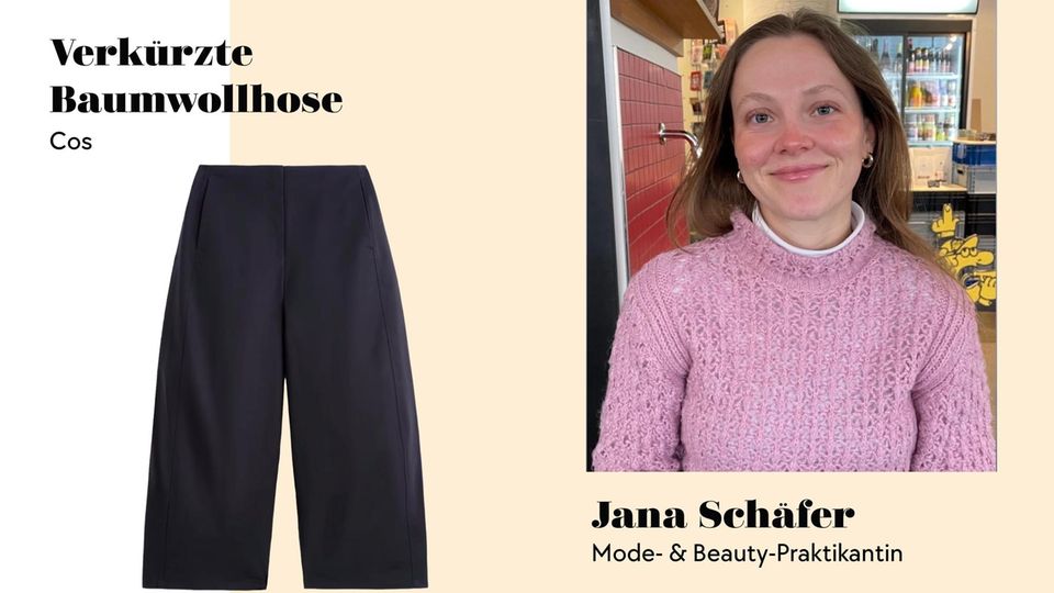 Praktikantin Jana gefällt das Barrel-Bein der Hose, die sich so genial kombinieren lässt. 